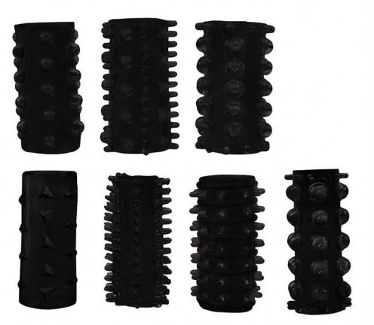 Набор из 7 черных насадок PENIS SLEEVES SET - Dream Toys - в Кирове купить с доставкой