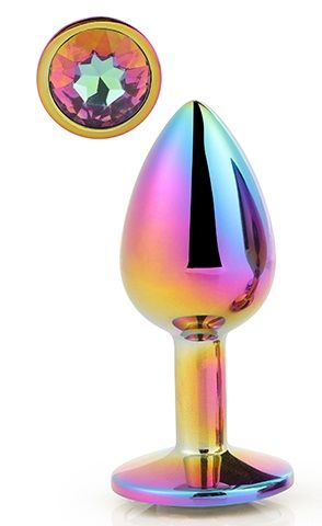 Голографическая анальная втулка с радужным кристаллом - 7,1 см. - Dream Toys - купить с доставкой в Кирове