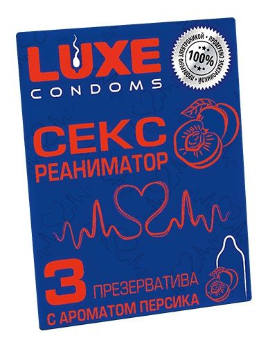 Презервативы с ароматом персика  Сексреаниматор  - 3 шт. - Luxe - купить с доставкой в Кирове