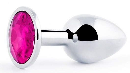 Серебристая анальная пробка с малиновым кристаллом - 7,2 см. - Anal Jewelry Plug - купить с доставкой в Кирове