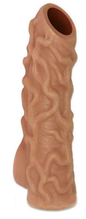 Телесная насадка с венками и открытой головкой Nude Sleeve M - 12 см. - KOKOS - в Кирове купить с доставкой