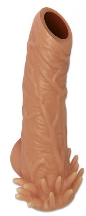 Телесная насадка с усиками и открытой головкой Nude Sleeve M - 12 см. - KOKOS - в Кирове купить с доставкой