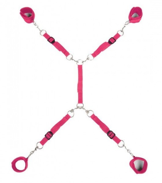 Ярко-розовый набор фиксаций на кровати Classic Bed Spreader - Lux Fetish - купить с доставкой в Кирове