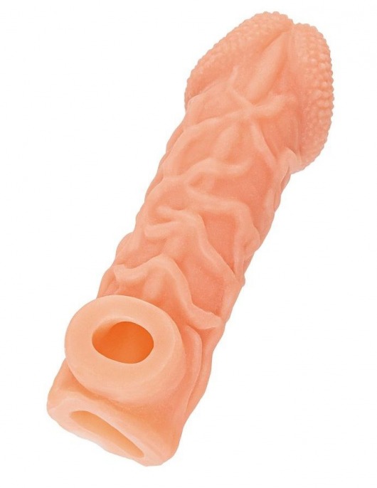 Телесная закрытая насадка с венками Cock Sleeve Size S - 13,8 см. - KOKOS - в Кирове купить с доставкой