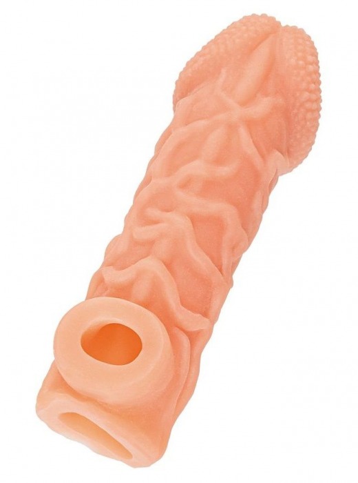 Телесная закрытая насадка с венками Cock Sleeve Size L - 17,6 см. - KOKOS - в Кирове купить с доставкой