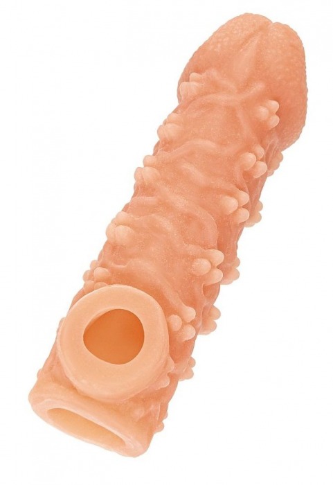 Телесная закрытая насадка с пучками шишечек Cock Sleeve Size M - 15,6 см. - KOKOS - в Кирове купить с доставкой