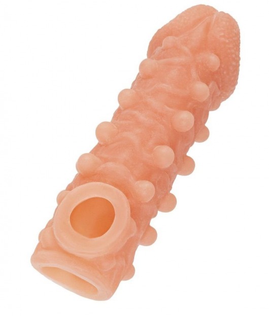 Телесная закрытая насадка с шариками Cock Sleeve Size M - 15,6 см. - KOKOS - в Кирове купить с доставкой