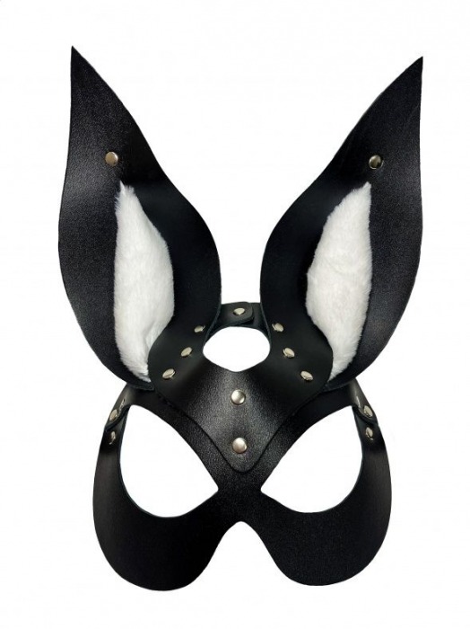 Черная маска зайки с белым мехом на ушках Miss Bunny - БДСМ Арсенал - купить с доставкой в Кирове