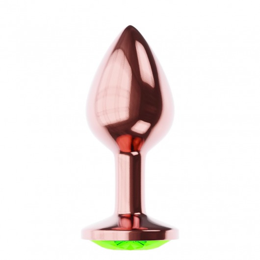 Пробка цвета розового золота с лаймовым кристаллом Diamond Emerald Shine S - 7,2 см. - Lola Games - купить с доставкой в Кирове