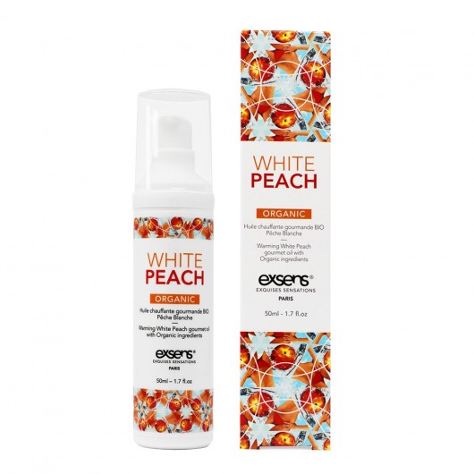 Разогревающее массажное масло Gourmet White Peach Organic с органическими ингредиентами - 50 мл. - Exsens - купить с доставкой в Кирове