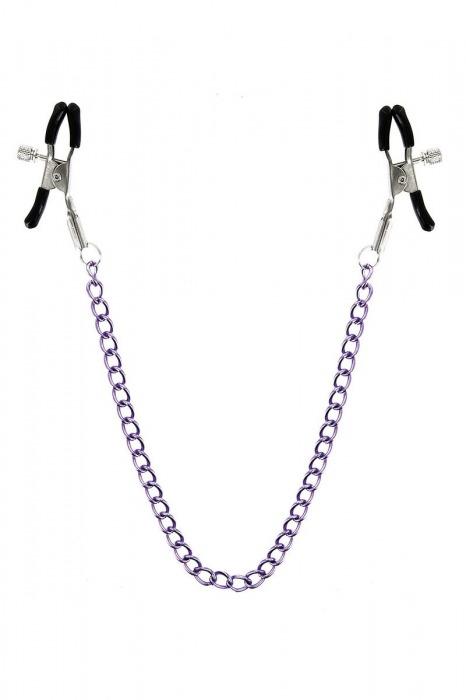 Зажимы для сосков с фиолетовой цепочкой Sweet Caress Nipple Chain - Sweet Caress - купить с доставкой в Кирове