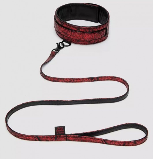 Стильный ошейник с поводком Reversible Faux Leather Collar and Lead - Fifty Shades of Grey - купить с доставкой в Кирове