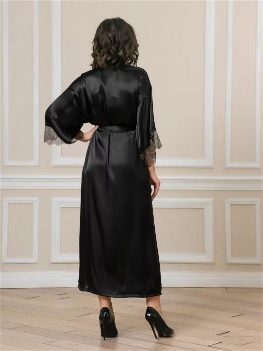 Длинный халат на поясе из искусственного шелка - Felisse купить с доставкой