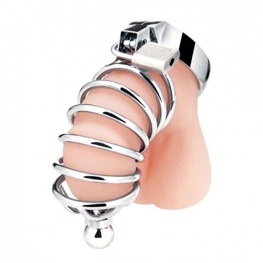 Серебристая клетка для члена Urethral Play Cage - BlueLine - купить с доставкой в Кирове