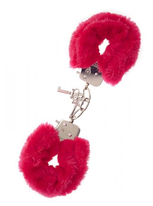 Металлические наручники с красной меховой опушкой METAL HANDCUFF WITH PLUSH RED - Dream Toys - купить с доставкой в Кирове