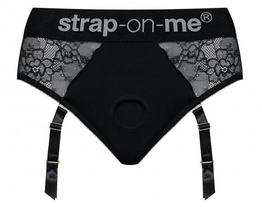 Черные трусики для насадок Diva Lingerie Harness - size L - Strap-on-me - купить с доставкой в Кирове