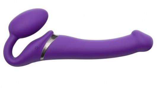 Фиолетовый безремневой вибрострапон Vibrating Bendable Strap-On - size L - Strap-on-me - купить с доставкой в Кирове