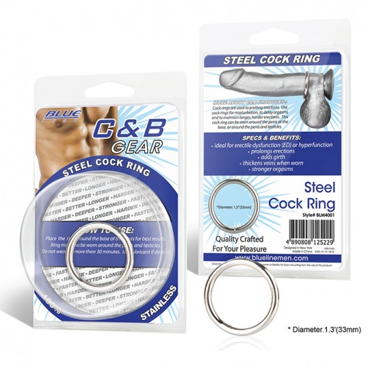 Стальное эрекционное кольцо STEEL COCK RING - 3.5 см. - BlueLine - в Кирове купить с доставкой