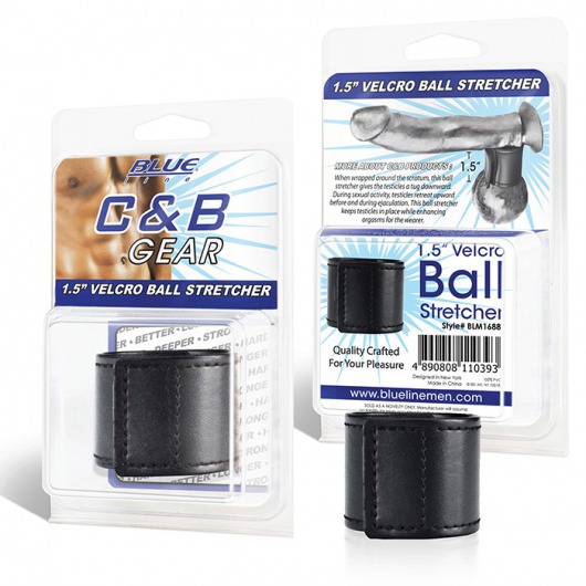Хомут-утяжка для мошонки из искусственной кожи на липучке VELCRO BALL STRETCHER- 4 см. - BlueLine - в Кирове купить с доставкой