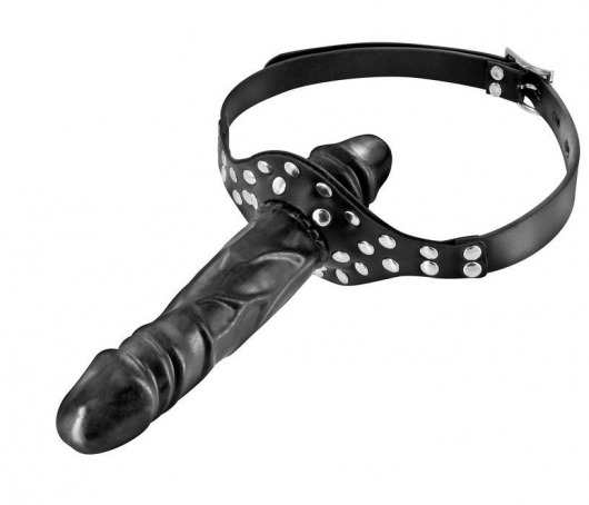 Черный кляп-фаллоимитатор Double Penis Gag - Fetish Tentation - купить с доставкой в Кирове