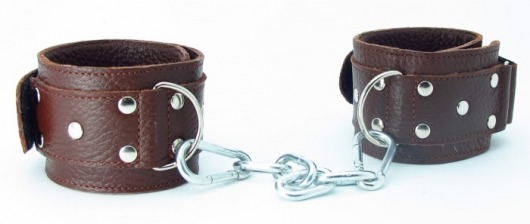 Коричневые кожаные оковы с клепками - БДСМ Арсенал - купить с доставкой в Кирове