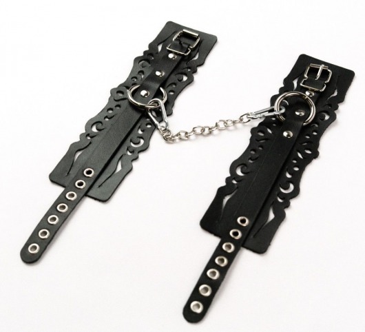 Узорчатые кожаные оковы с регулируемыми ремешками - Crazy Handmade - купить с доставкой в Кирове