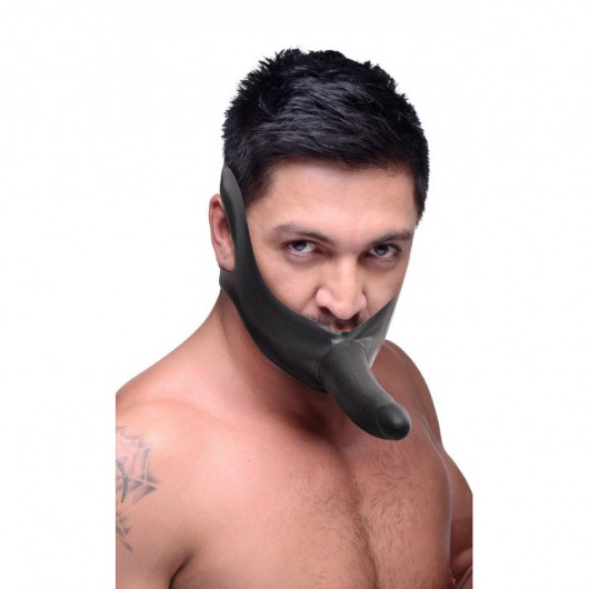 Черный кляп-страпон Masters Mini Face Fuck Strap-On - 14 см. - XR Brands - купить с доставкой в Кирове