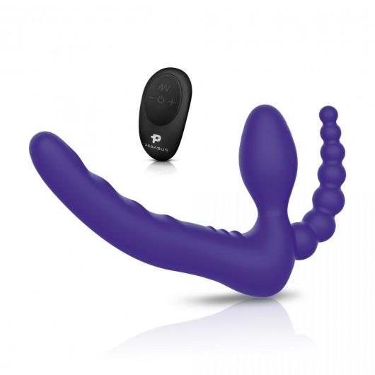 Фиолетовый безремневой страпон с пультом ДУ 7’’ Remote Control Strapless - 24 см. - Pegasus - купить с доставкой в Кирове