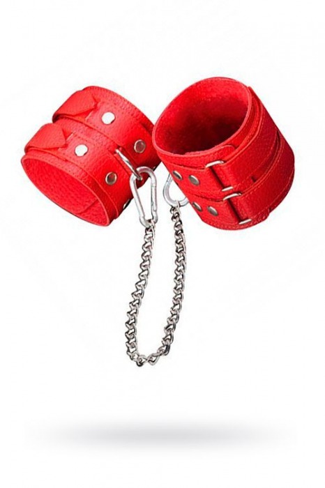 Кожаные красные оковы с цепочкой - Sitabella - купить с доставкой в Кирове