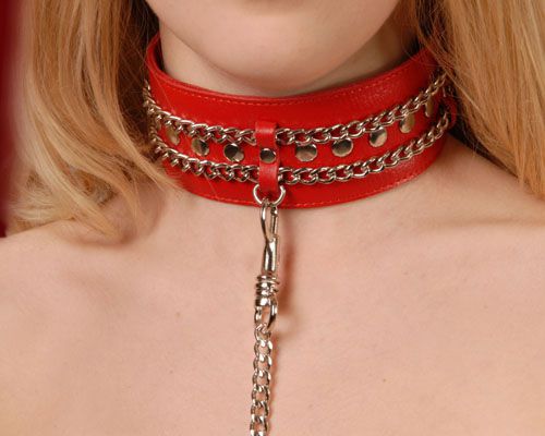Красный ошейник с цепочками - Sitabella - купить с доставкой в Кирове