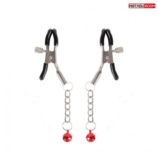 Серебристые зажимы на соски с шариками на цепочках - Notabu - купить с доставкой в Кирове