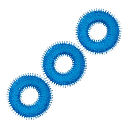 Комплект из трех голубых колец для эрекции 3-Pack Ultra-Stim Stretch Cock Rings - BlueLine - в Кирове купить с доставкой
