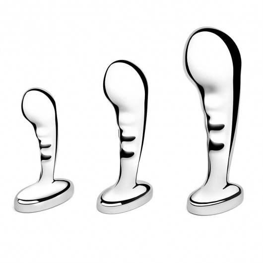Набор из 3 стальных стимуляторов простаты Stainless Steel P-spot Training Set - b-Vibe - в Кирове купить с доставкой
