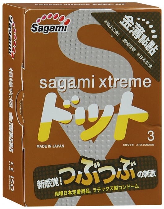 Презервативы Sagami Xtreme FEEL UP с точечной текстурой и линиями прилегания - 3 шт. - Sagami - купить с доставкой в Кирове