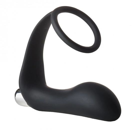 Черное эрекционное кольцо с вибропробкой Vibrating Anal Plug With Cockring - Dream Toys - в Кирове купить с доставкой