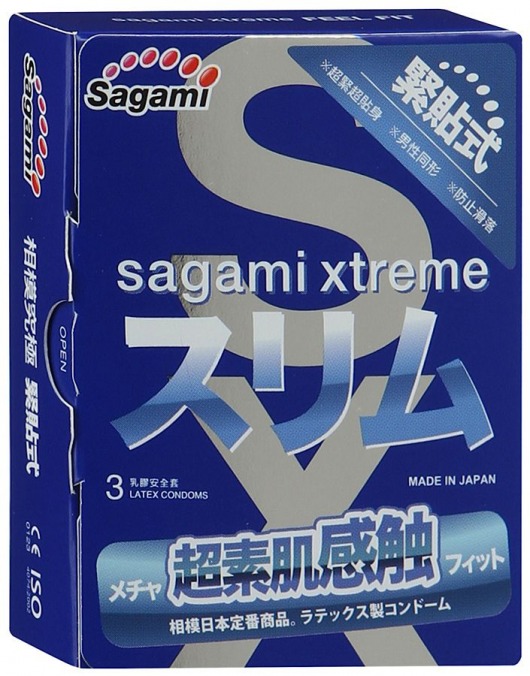 Розовые презервативы Sagami Xtreme FEEL FIT 3D - 3 шт. - Sagami - купить с доставкой в Кирове