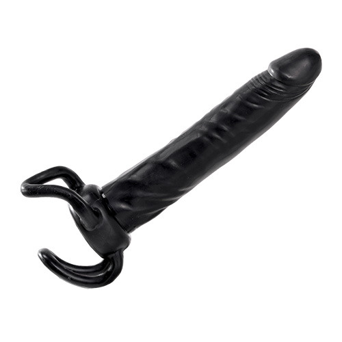 Чёрная насадка-фаллос для двойного проникновения INFLATABLE DILDO SLIM DONG  - 13,5 см. - Toyz4lovers - в Кирове купить с доставкой