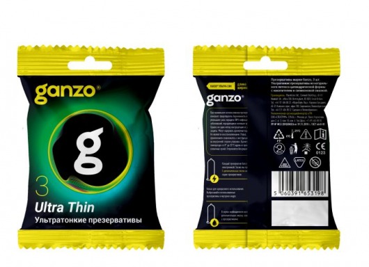Ультратонкие презервативы Ganzo Ultra thin в мягкой упаковке - 3 шт. - Ganzo - купить с доставкой в Кирове