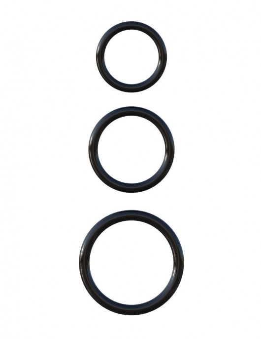 Набор из трех черных эрекционных колец Silicone 3-Ring Stamina Set - Pipedream - в Кирове купить с доставкой
