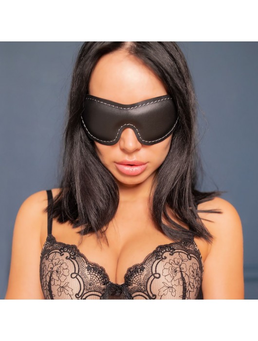 Черная мягкая закрытая маска из натуральной кожи - Crazy Handmade - купить с доставкой в Кирове