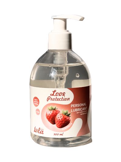 Лубрикант на водной снове Love Protection Strawberry с ароматом клубники - 300 мл. - Lola Games - купить с доставкой в Кирове