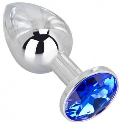 Анальное украшение BUTT PLUG  Small с синим кристаллом - 7 см. - Anal Jewelry Plug - купить с доставкой в Кирове