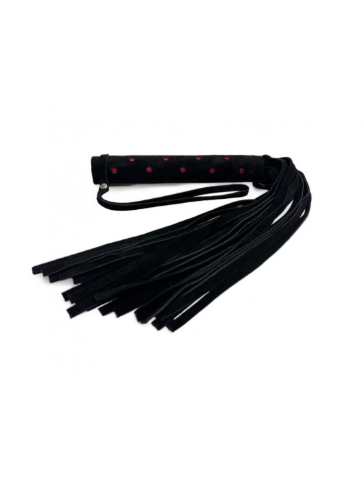 Черная замшевая плеть с красными точками на рукояти Red dot Princess - 43 см. - БДСМ Арсенал - купить с доставкой в Кирове