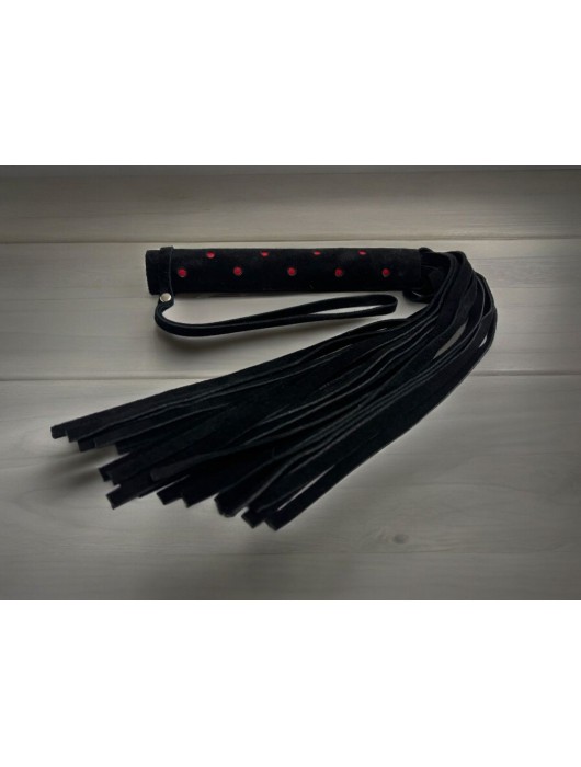 Черная замшевая плеть с красными точками на рукояти Red dot Princess - 43 см. - БДСМ Арсенал - купить с доставкой в Кирове