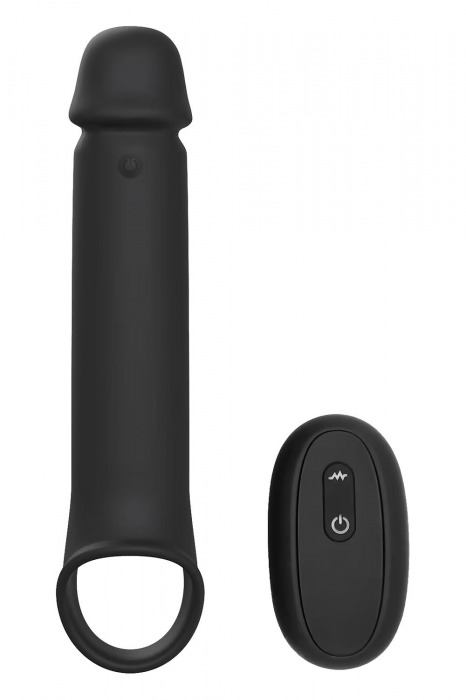 Черная насадка-удлинитель с вибрацией Vibrating Extender With Remote - Dream Toys - в Кирове купить с доставкой