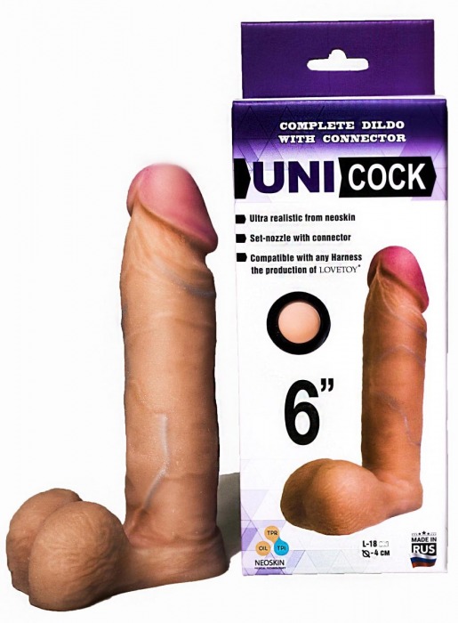 Насадка для страпона фаллической формы UNICOCK 6  - 18 см. - LOVETOY (А-Полимер) - купить с доставкой в Кирове
