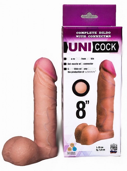 Фаллическая насадка для страпона UNICOCK 8  - 20 см. - LOVETOY (А-Полимер) - купить с доставкой в Кирове