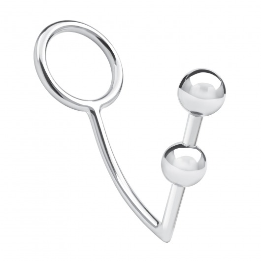 Кольцо на пенис с анальным стимулятором Two Bead Stainless Steel Anal Hook   Cock Ring - BlueLine - в Кирове купить с доставкой
