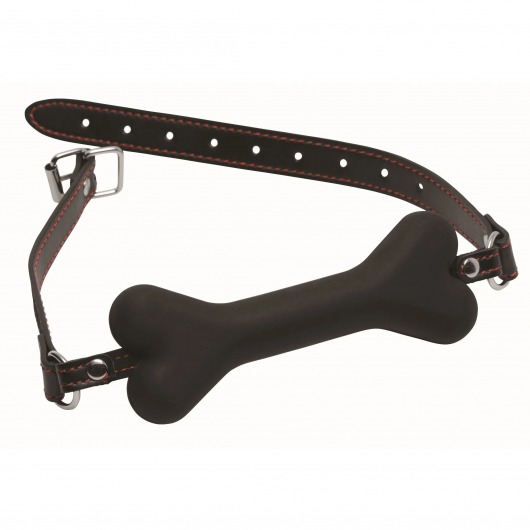 Черный кляп в форме косточки Hound Adjustable Dog Bone Gag - XR Brands - купить с доставкой в Кирове