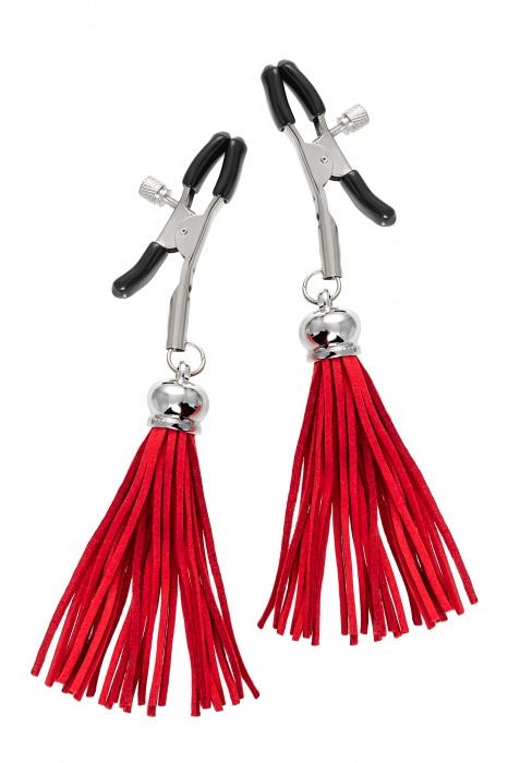 Зажимы на соски «Прищепки» с красными кисточками из замши - Pecado - купить с доставкой в Кирове